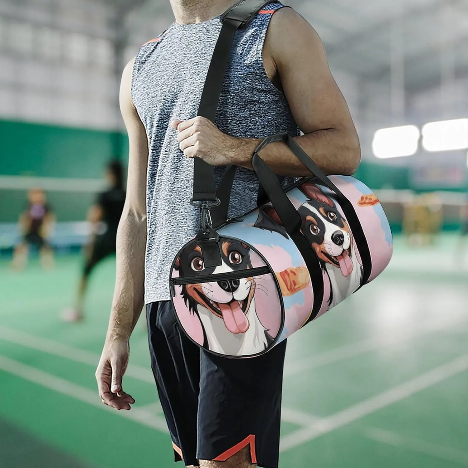 Gym Bags Small Rat Terrier Dog Duffel Bag Overnight Bag with Shoe Compartment Carryon Bag for Men Women
