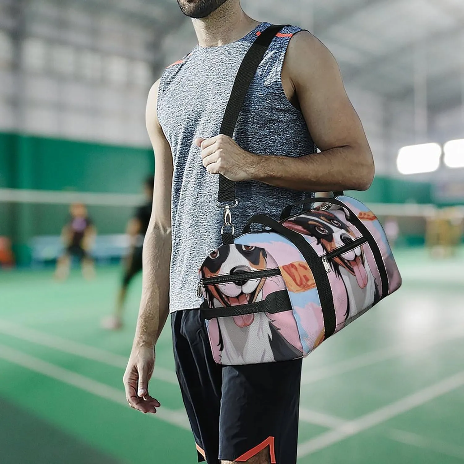 Gym Bags Small Rat Terrier Dog Duffel Bag Overnight Bag with Shoe Compartment Carryon Bag for Men Women