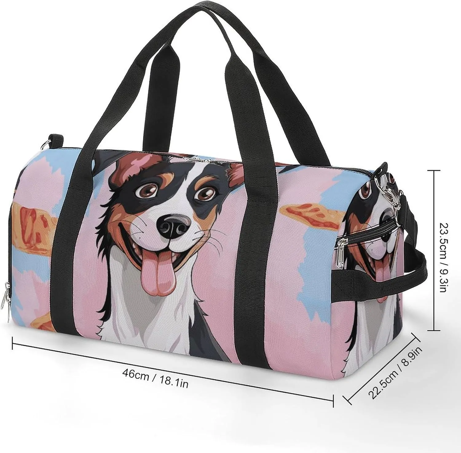 Gym Bags Small Rat Terrier Dog Duffel Bag Overnight Bag with Shoe Compartment Carryon Bag for Men Women