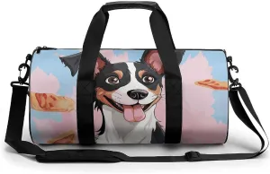 Gym Bags Small Rat Terrier Dog Duffel Bag Overnight Bag with Shoe Compartment Carryon Bag for Men Women