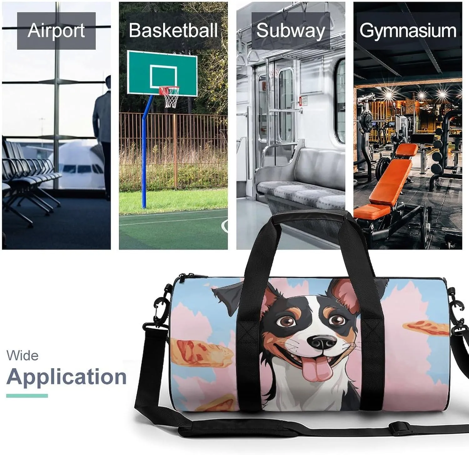 Gym Bags Small Rat Terrier Dog Duffel Bag Overnight Bag with Shoe Compartment Carryon Bag for Men Women
