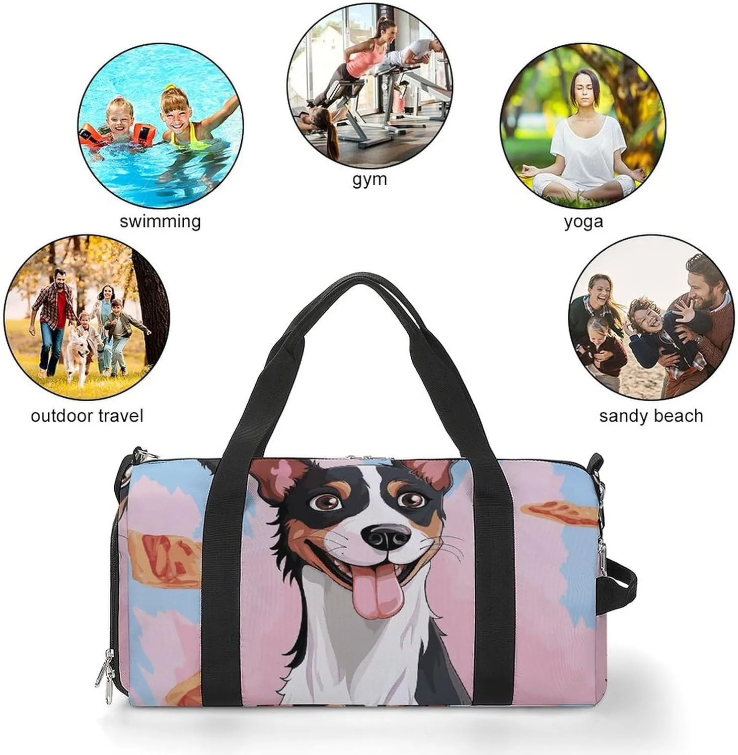 Gym Bags Small Rat Terrier Dog Duffel Bag Overnight Bag with Shoe Compartment Carryon Bag for Men Women
