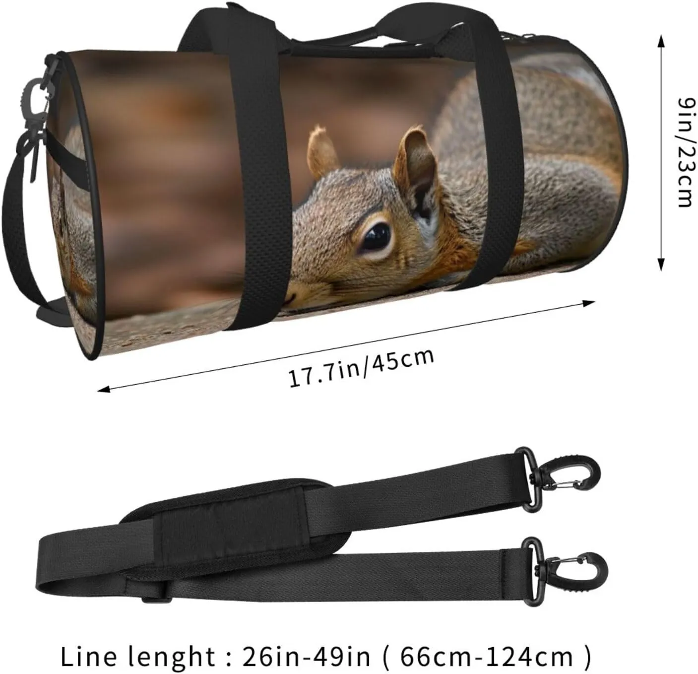 Gym Bags Small Squirrel Just Laying Duffel Bag Overnight Bag with Shoe Compartment Carryon Bag for Men Women