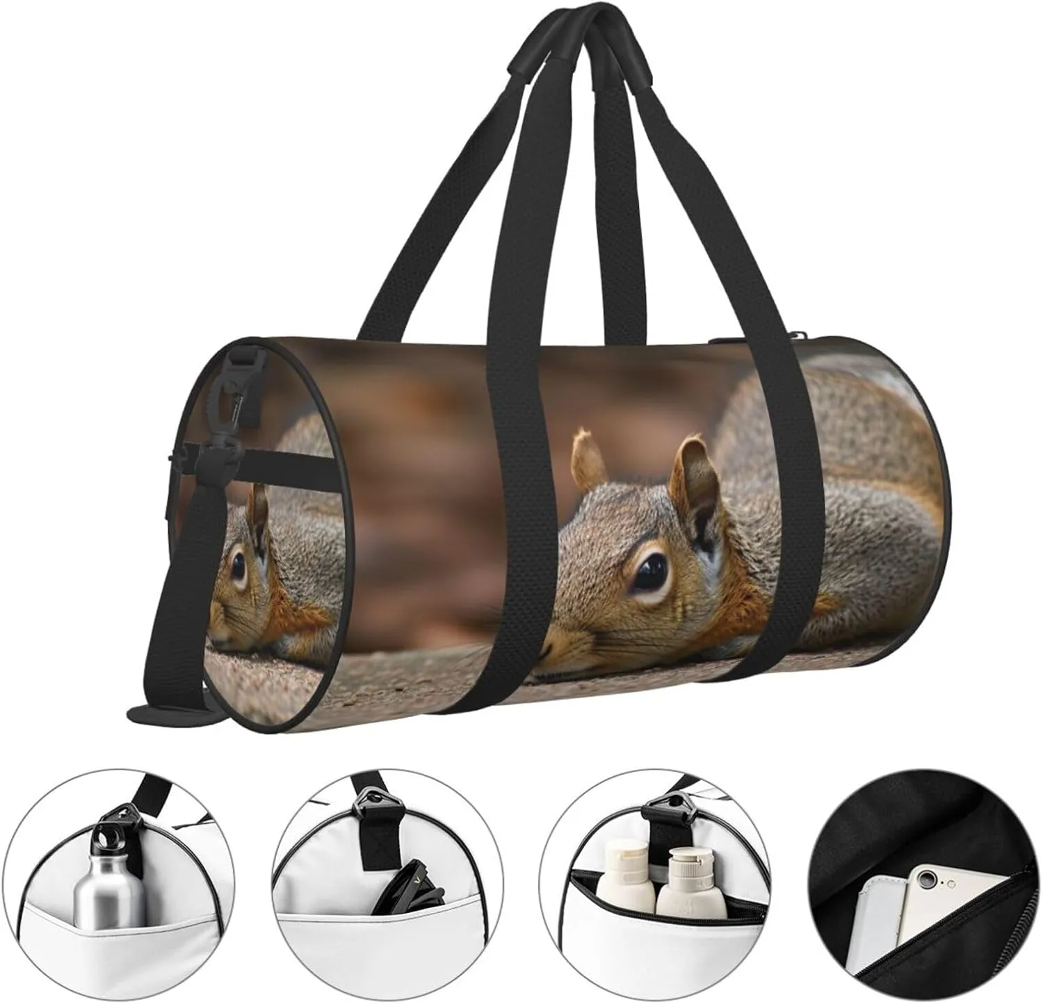 Gym Bags Small Squirrel Just Laying Duffel Bag Overnight Bag with Shoe Compartment Carryon Bag for Men Women