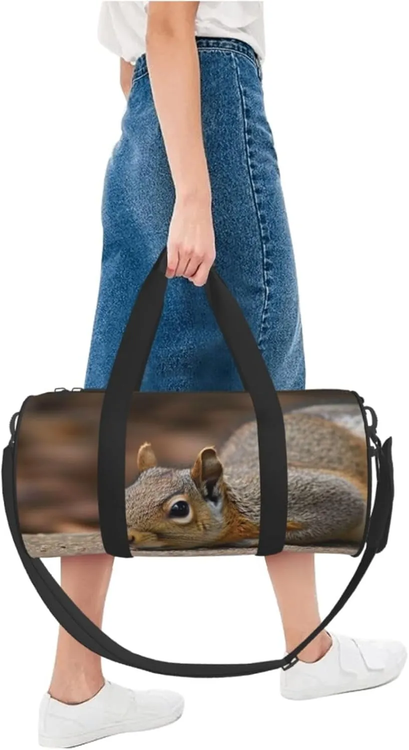 Gym Bags Small Squirrel Just Laying Duffel Bag Overnight Bag with Shoe Compartment Carryon Bag for Men Women