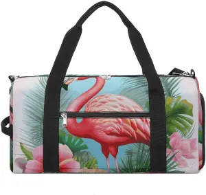 Gym Bags Small Tropical Flamingo Duffel Bag Overnight Bag with Shoe Compartment Carryon Bag for Men Women