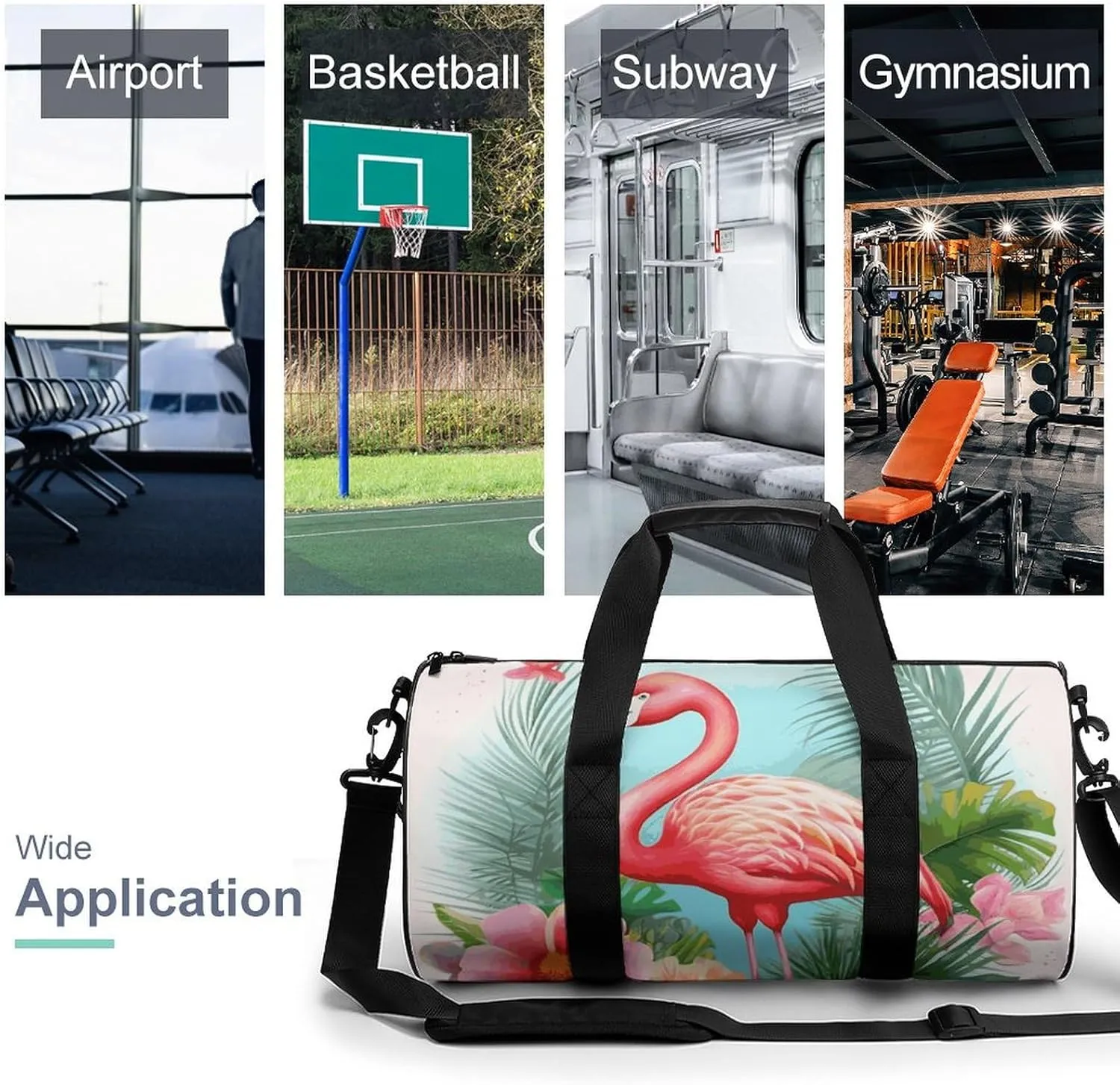 Gym Bags Small Tropical Flamingo Duffel Bag Overnight Bag with Shoe Compartment Carryon Bag for Men Women