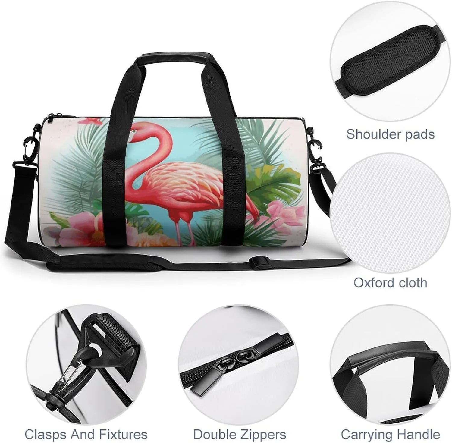 Gym Bags Small Tropical Flamingo Duffel Bag Overnight Bag with Shoe Compartment Carryon Bag for Men Women