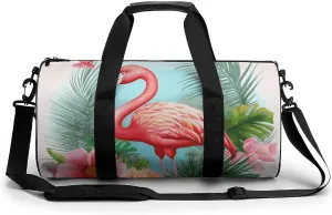 Gym Bags Small Tropical Flamingo Duffel Bag Overnight Bag with Shoe Compartment Carryon Bag for Men Women