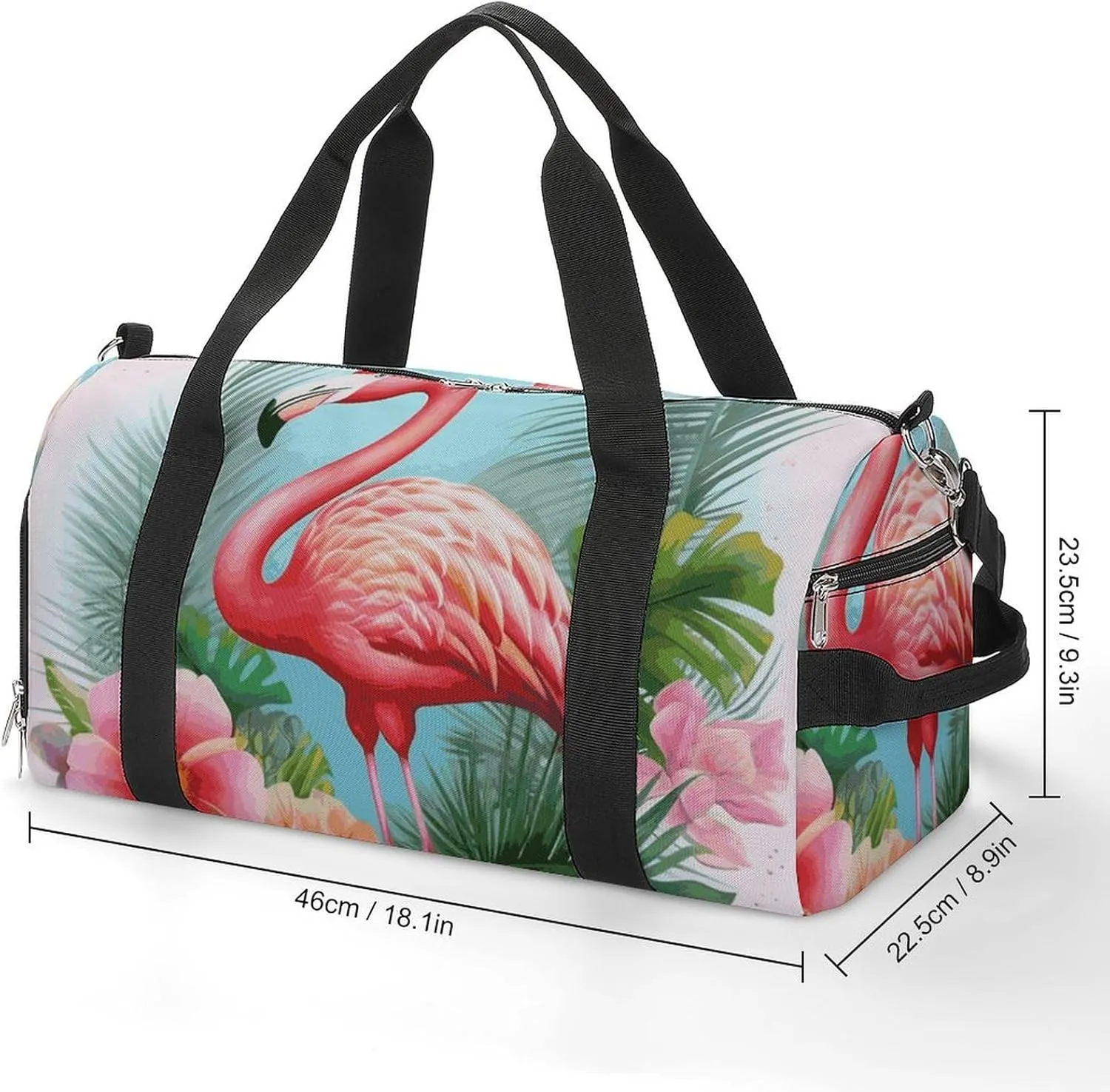 Gym Bags Small Tropical Flamingo Duffel Bag Overnight Bag with Shoe Compartment Carryon Bag for Men Women