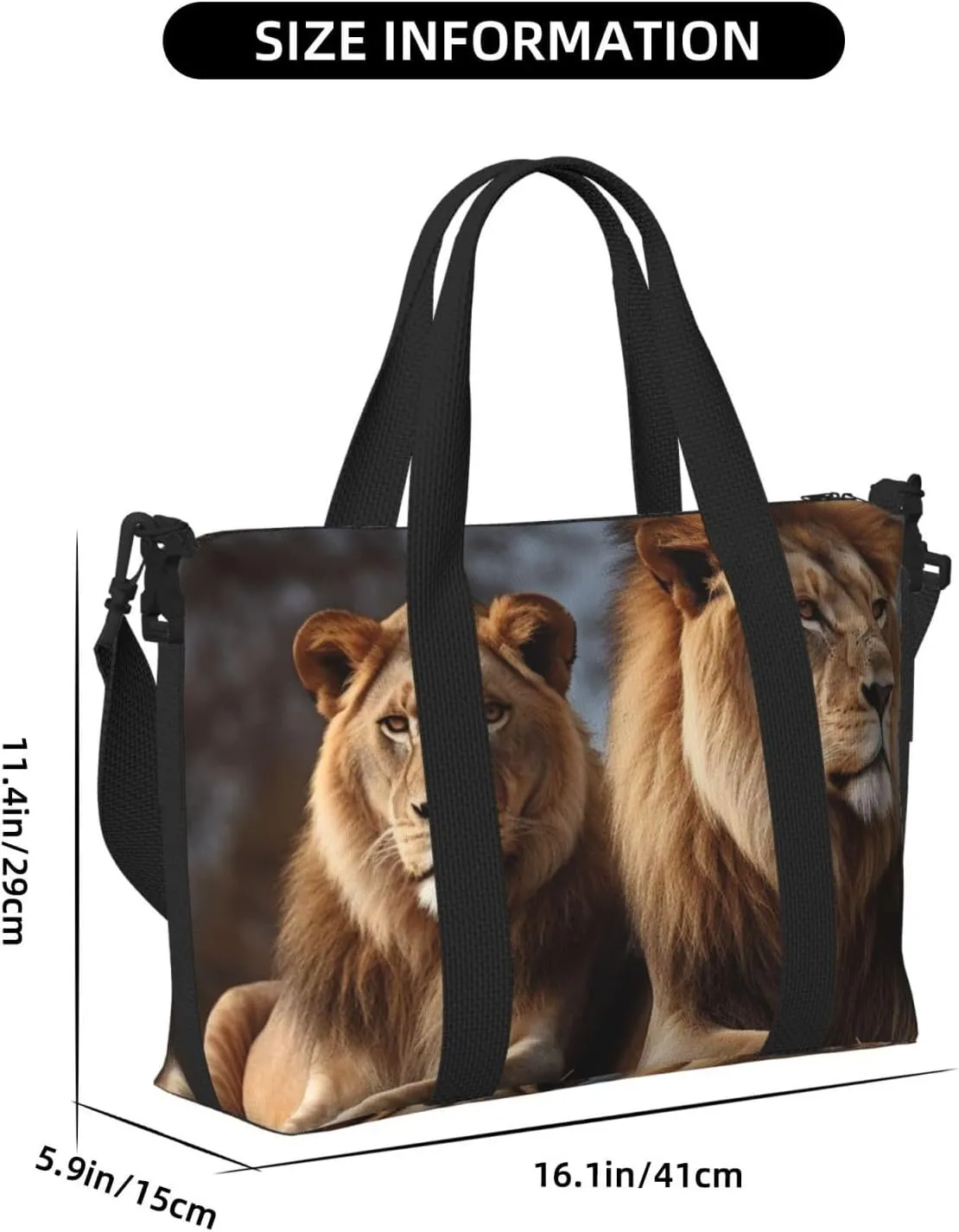 Gym Bags Small Two lions Duffel Bag Overnight Bag with Shoe Compartment Carryon Bag for Men Women