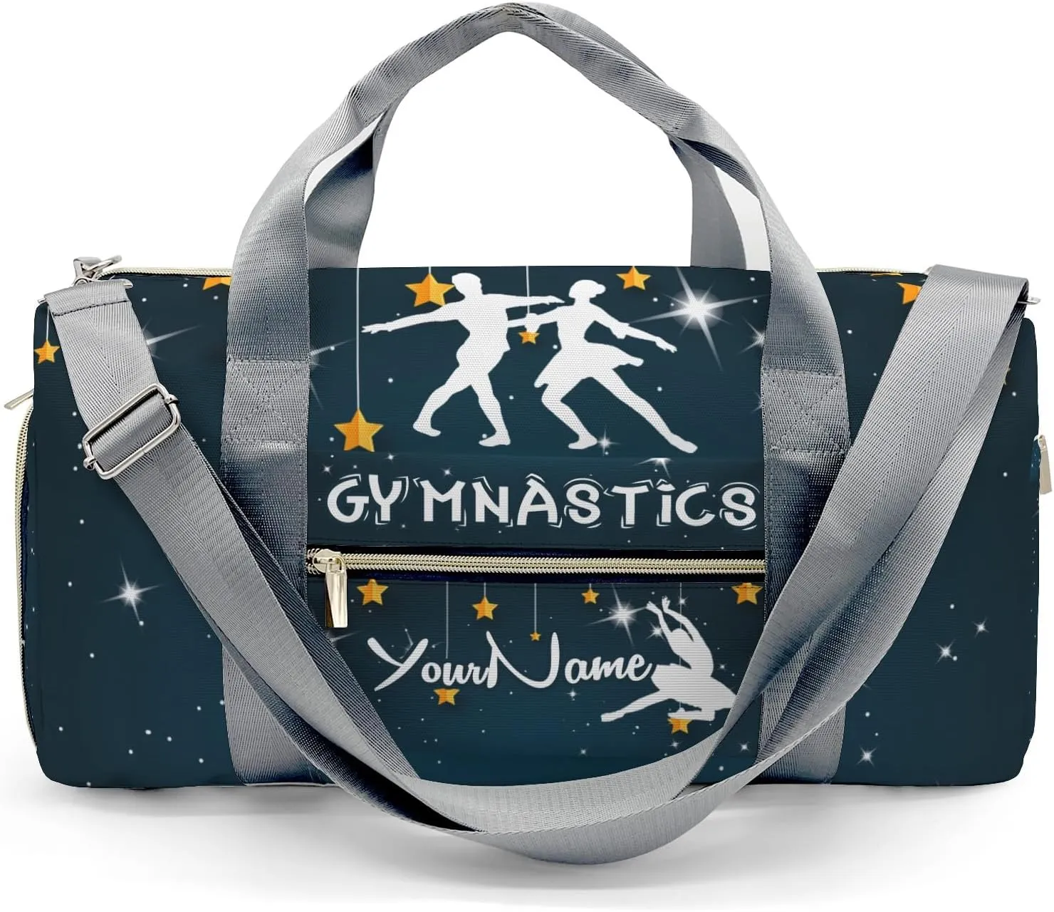 Gymnastics Star Starry Waterproof Duffel Bag Adjustable Shoulder Strap Perform Training Travel Bag for Boys Girls Teens Women Men