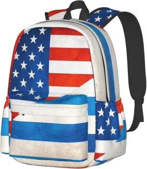 Half Greek Half American Flag Backpack Large Capacity Backpack Lightweight Double Shoulder Bag For Women Men Travel