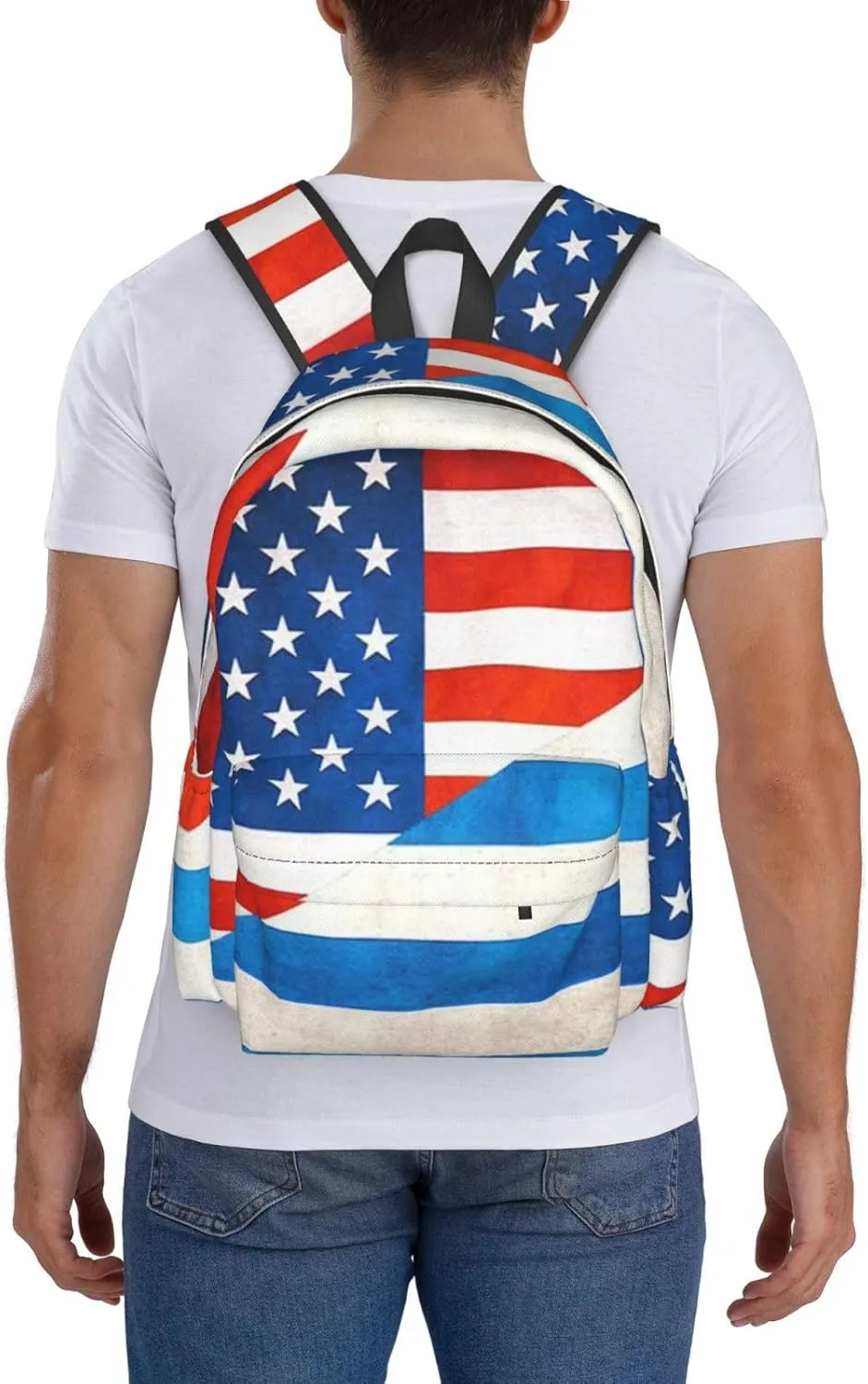 Half Greek Half American Flag Backpack Large Capacity Backpack Lightweight Double Shoulder Bag For Women Men Travel