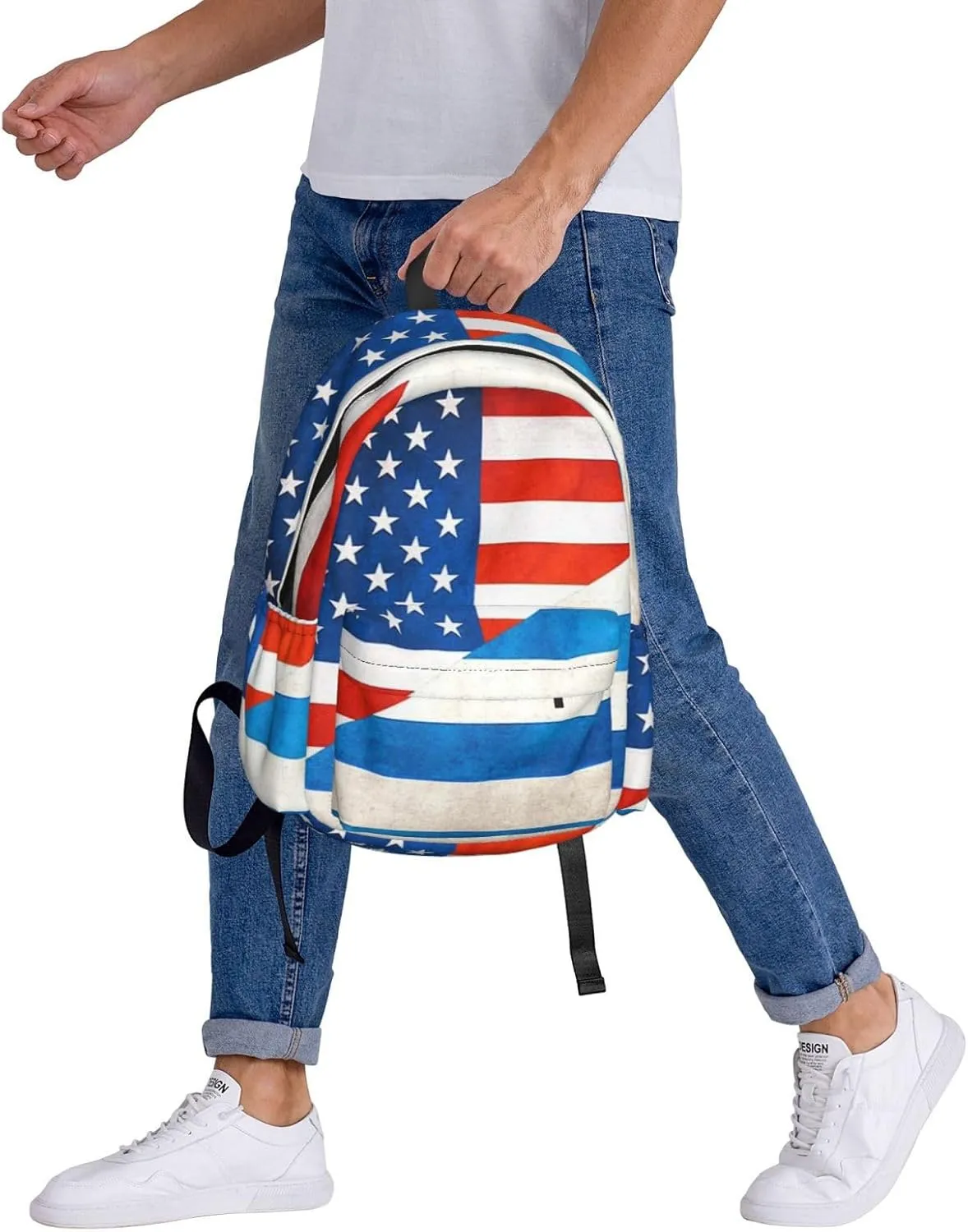 Half Greek Half American Flag Backpack Large Capacity Backpack Lightweight Double Shoulder Bag For Women Men Travel