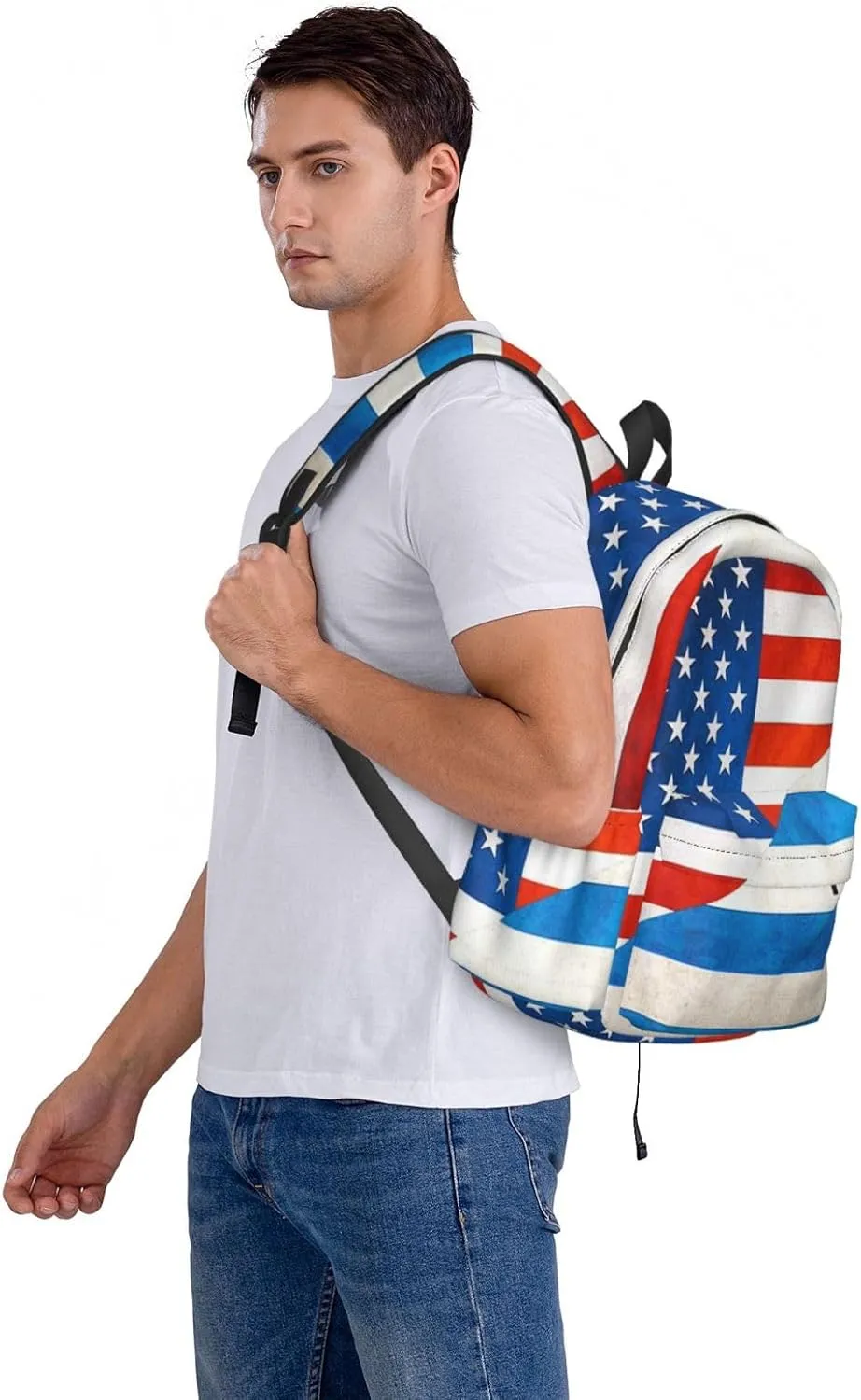 Half Greek Half American Flag Backpack Large Capacity Backpack Lightweight Double Shoulder Bag For Women Men Travel