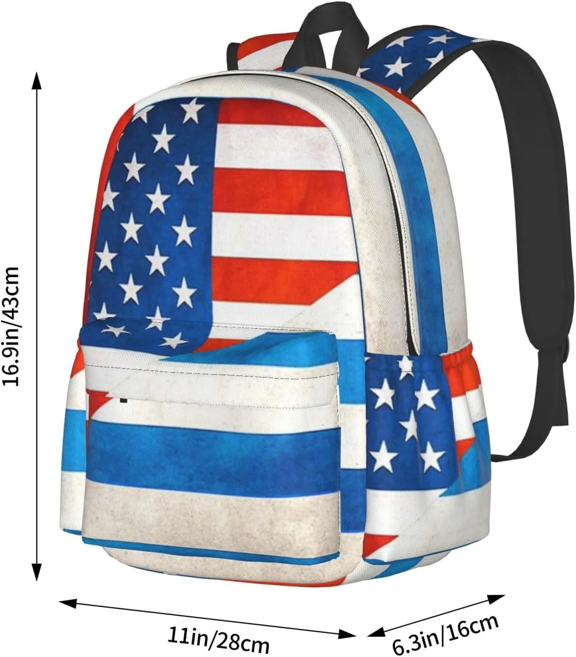 Half Greek Half American Flag Backpack Large Capacity Backpack Lightweight Double Shoulder Bag For Women Men Travel