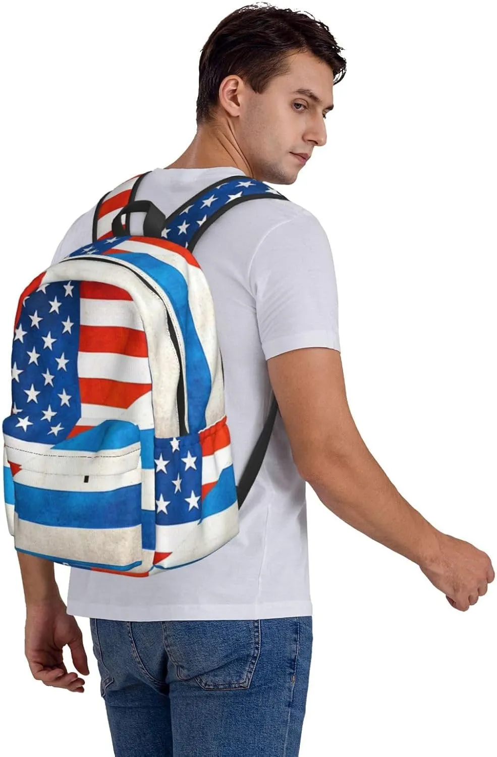 Half Greek Half American Flag Backpack Large Capacity Backpack Lightweight Double Shoulder Bag For Women Men Travel