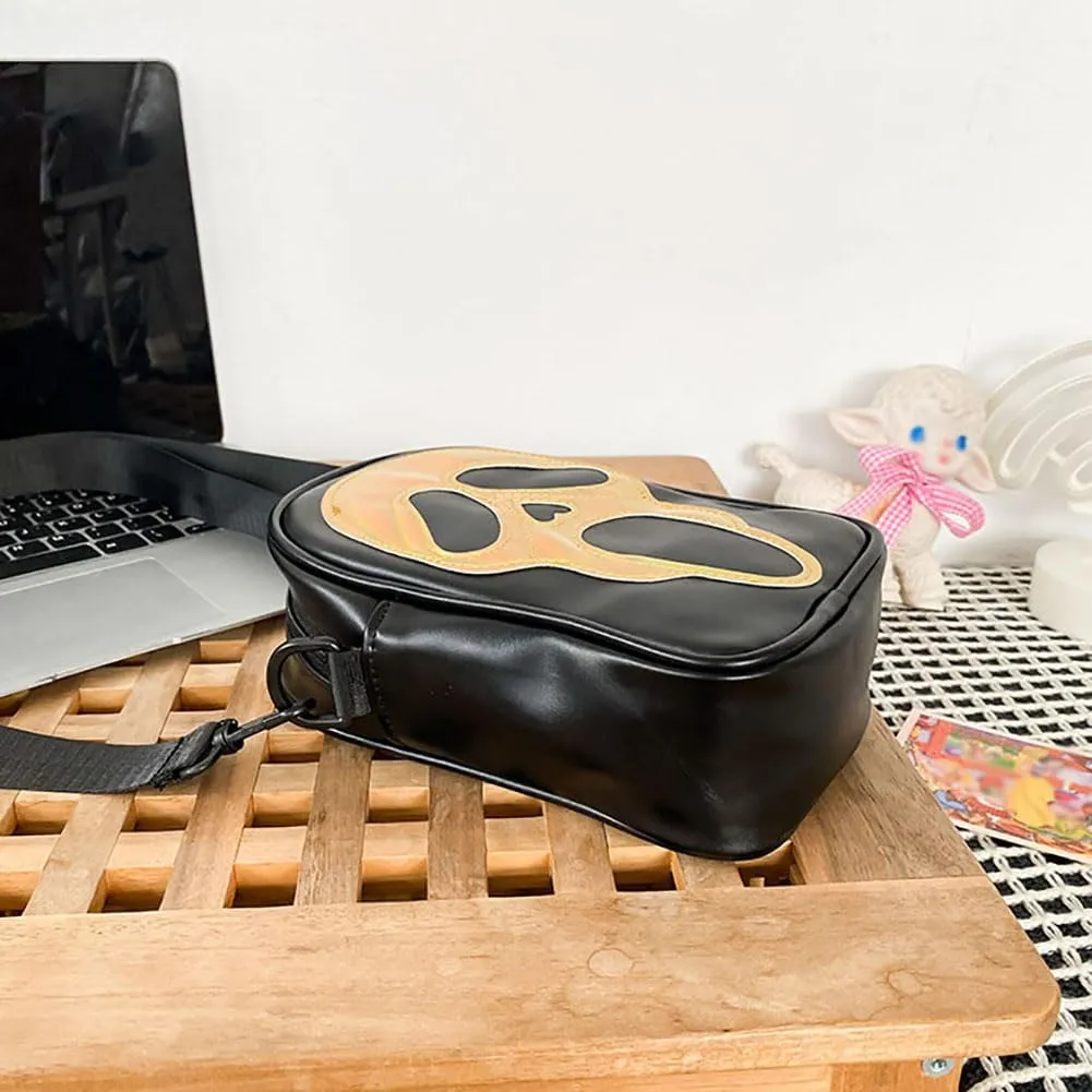 Halloween Crossbody Bag Reflective Ghost Face Purse for Women Men Halloween Accessories