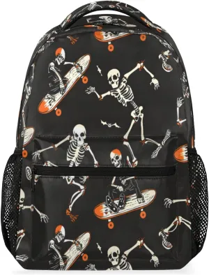 Halloween Skull Backpacks for Boys Girls Kids Funny Soprt Skuu Lightweight 16 Inch School Backpack Laptop College Bookbag Travel Casual Daypack Hiking Camping Computer Rucksack Medium