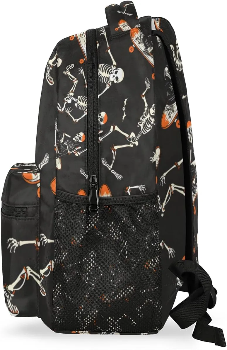 Halloween Skull Backpacks for Boys Girls Kids Funny Soprt Skuu Lightweight 16 Inch School Backpack Laptop College Bookbag Travel Casual Daypack Hiking Camping Computer Rucksack Medium