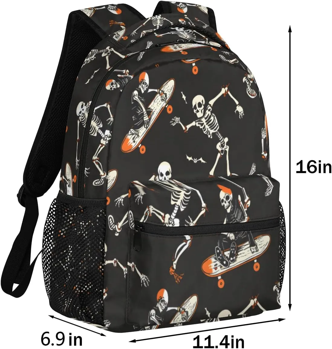 Halloween Skull Backpacks for Boys Girls Kids Funny Soprt Skuu Lightweight 16 Inch School Backpack Laptop College Bookbag Travel Casual Daypack Hiking Camping Computer Rucksack Medium