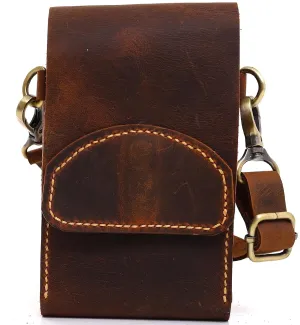 Handmade Mens Crossbody Phone Bag, Iphone 14/15 /16 Pro Wallet Case, Cell Phone Crossbody Bag, Phone Case With Adjustable Strap, Crossbody Phone Wallet For Men, Leather Phone Wallet (Dark Brown)