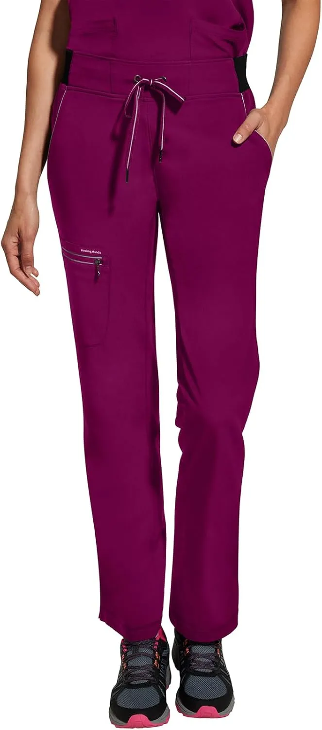Healing Hands Women Scrub Pants with Rib Knit Waistband, Moisture Wicking, 360° Stretch and Recycled Fibers - 9152