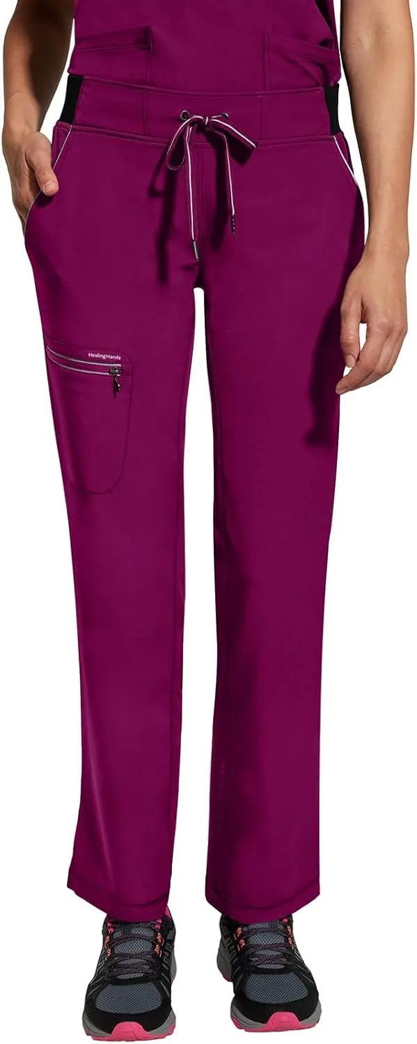 Healing Hands Women Scrub Pants with Rib Knit Waistband, Moisture Wicking, 360° Stretch and Recycled Fibers - 9152