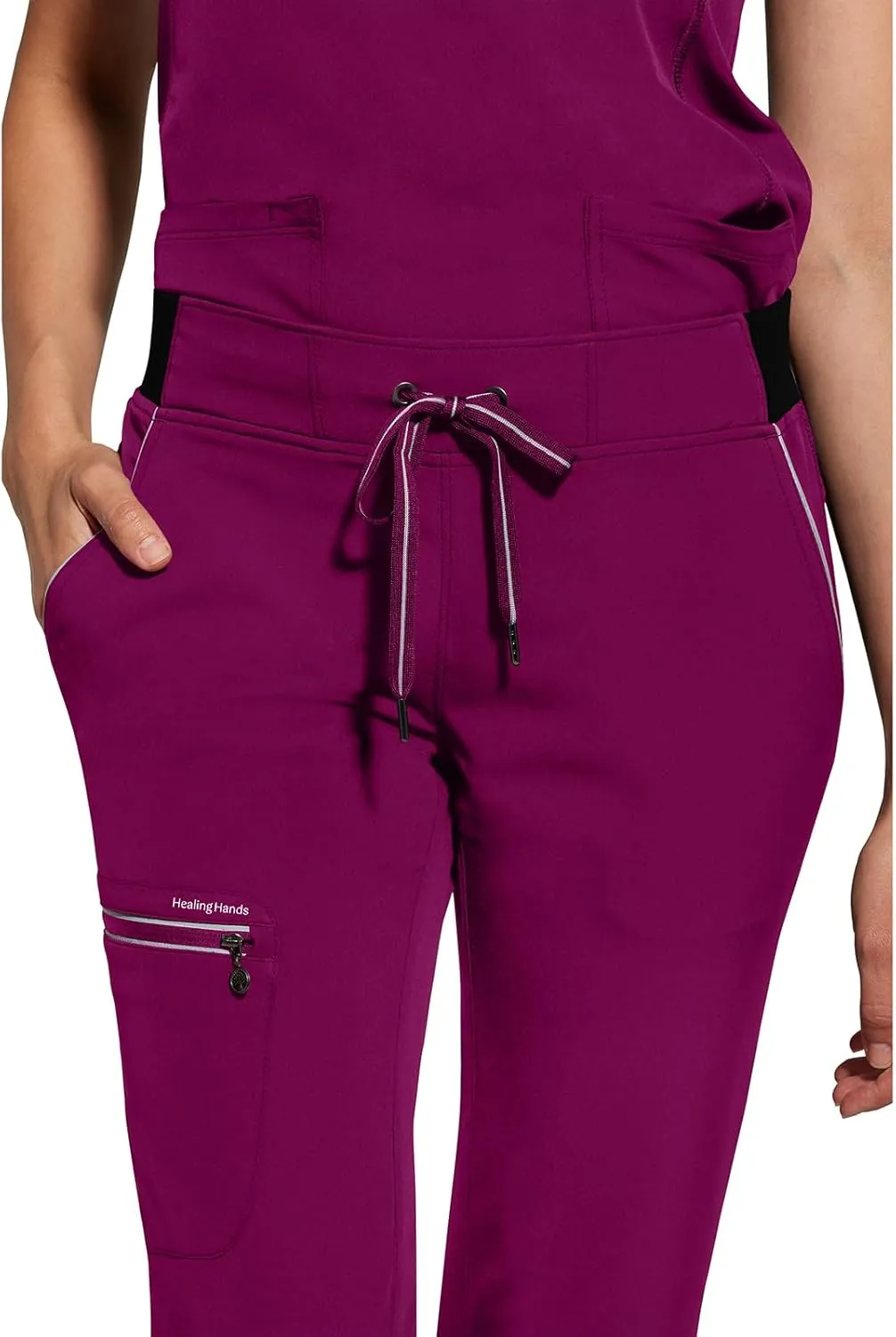 Healing Hands Women Scrub Pants with Rib Knit Waistband, Moisture Wicking, 360° Stretch and Recycled Fibers - 9152