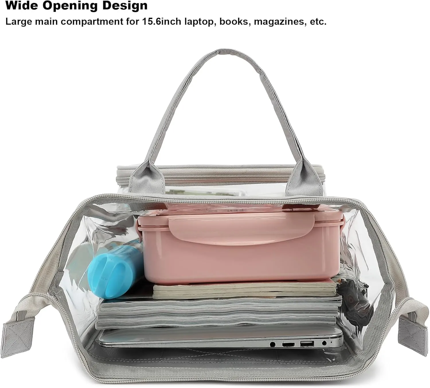Heavy Duty Clear Backpack for Men Women, School Bag Bookbag PVC Plastic Transparent Backpacks for Boys Girls (Light Grey)