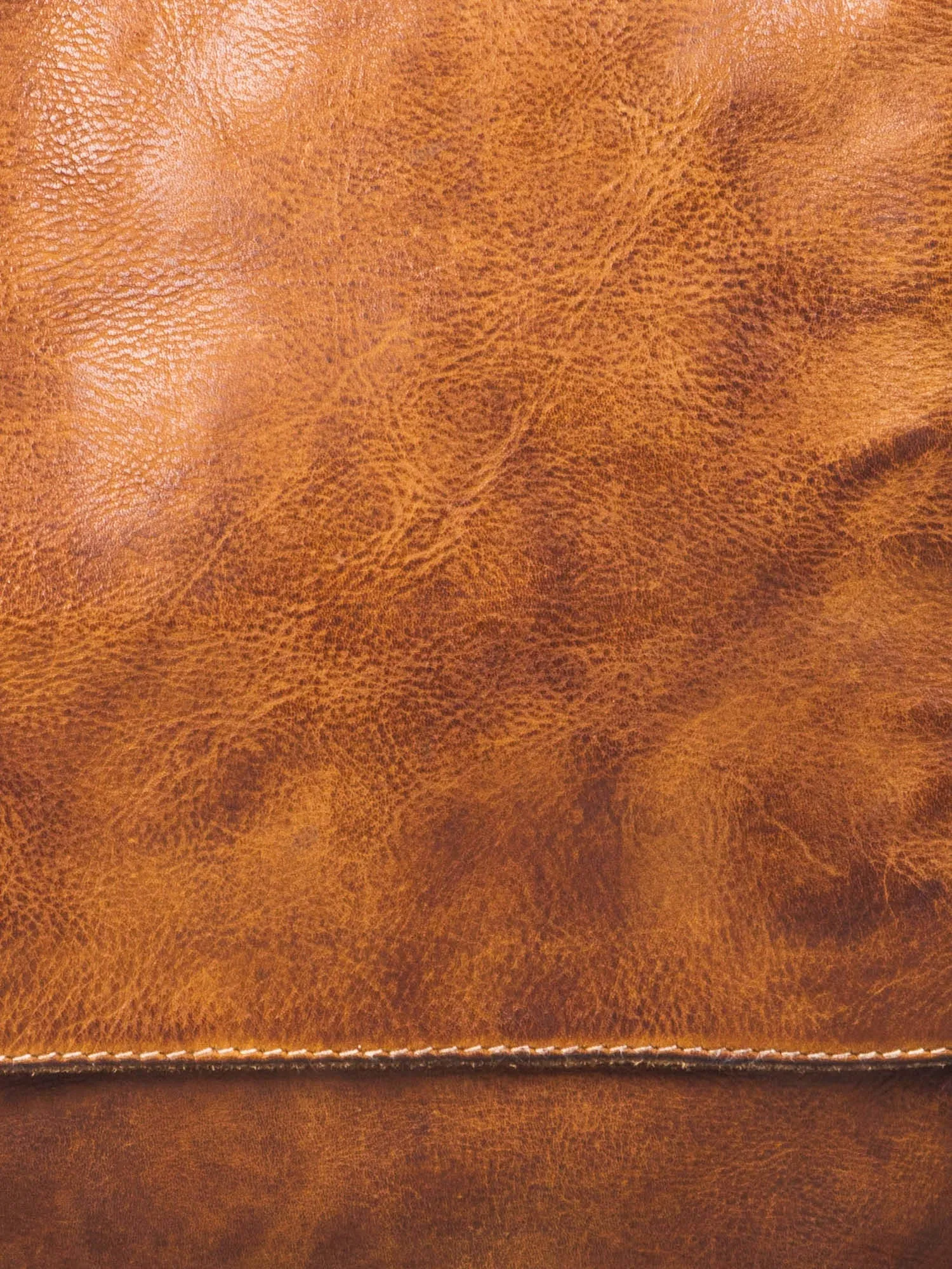 Henry: Cognac Flap Bag Cross Body In Veg Tan Leather by art vintage