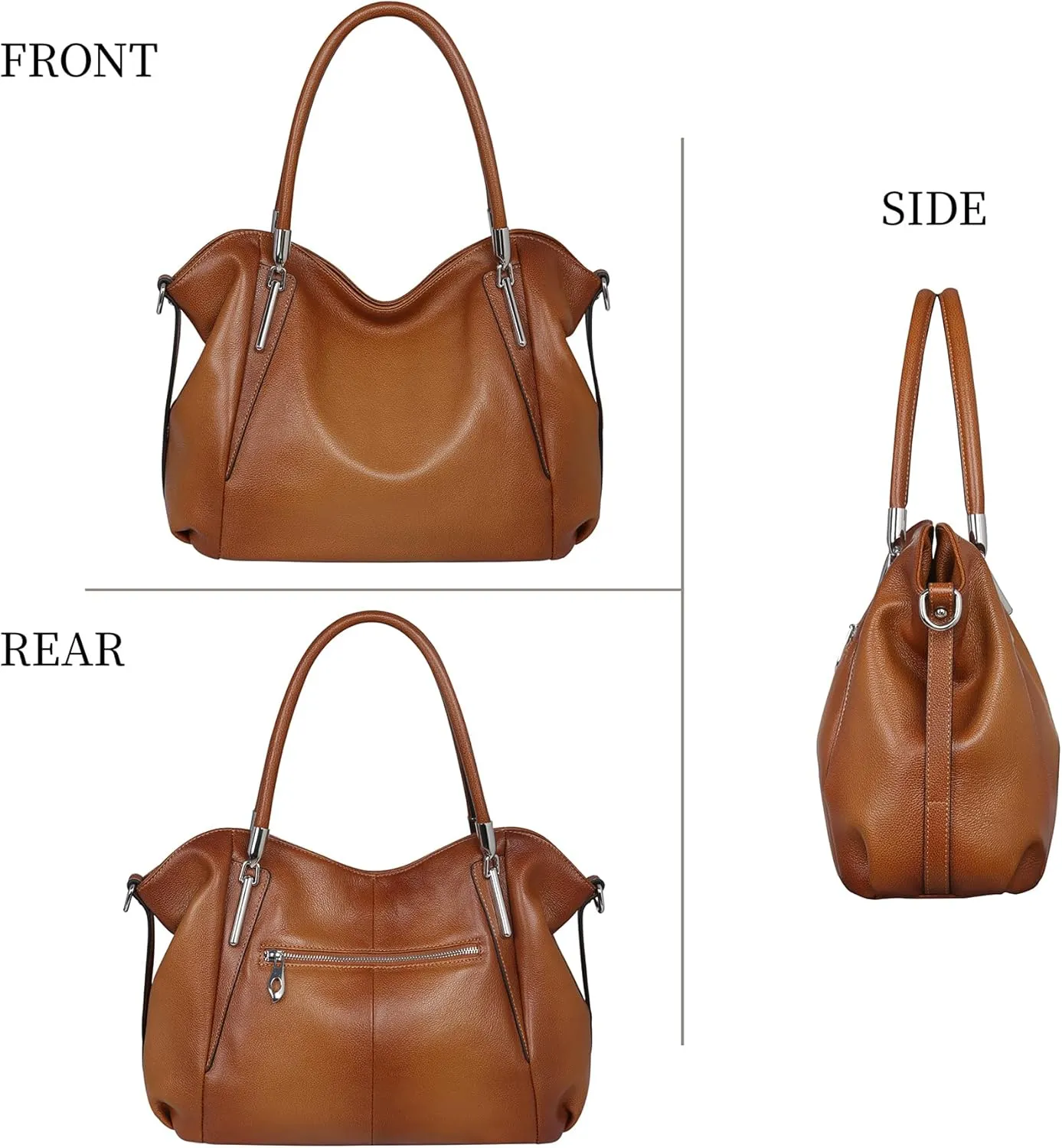 HESHE Leather Purses for Women Designer Handbags Hobo Crossbody Shoulder Bag Satchel Handbag Work Tote Bags