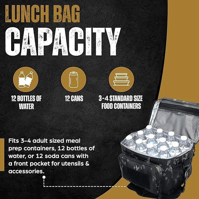 HighSpeedDaddy Tactical Lunch Box for Men & Women- Military Grade Large Insulated Lunch Bag - 11”x 9”x 8” (15L) Cooler Bag - Reusable, Portable and Water Resistant - for Work, Travel & Picnic
