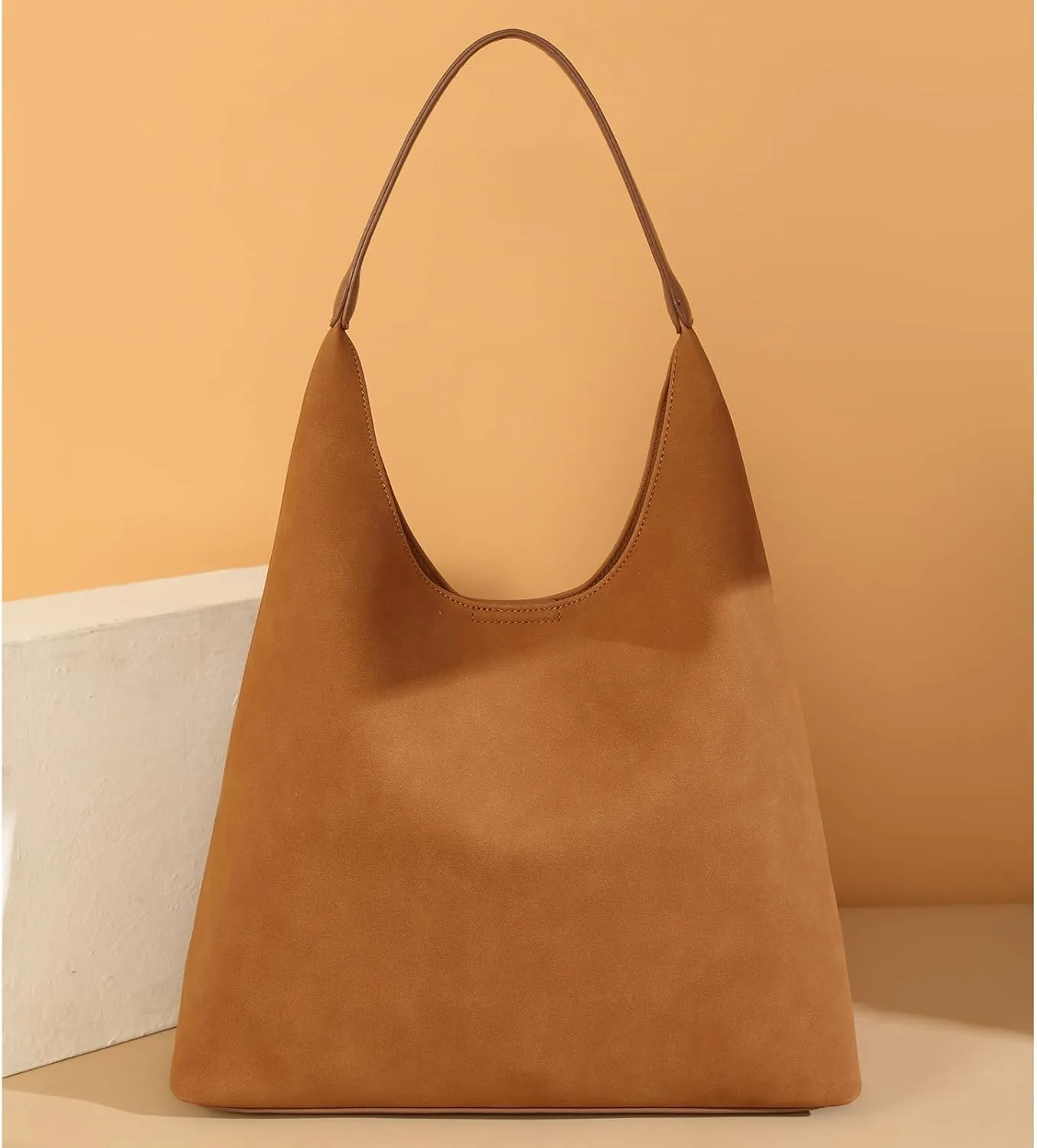 Hobo Bags for Women, Slouchy Handbag Vegan Leather Shoulder Purse 2pcs Work Tote