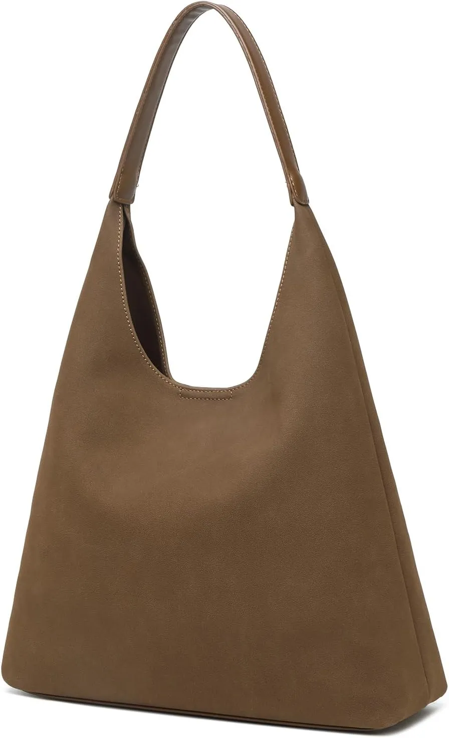 Hobo Bags for Women, Slouchy Handbag Vegan Leather Shoulder Purse 2pcs Work Tote