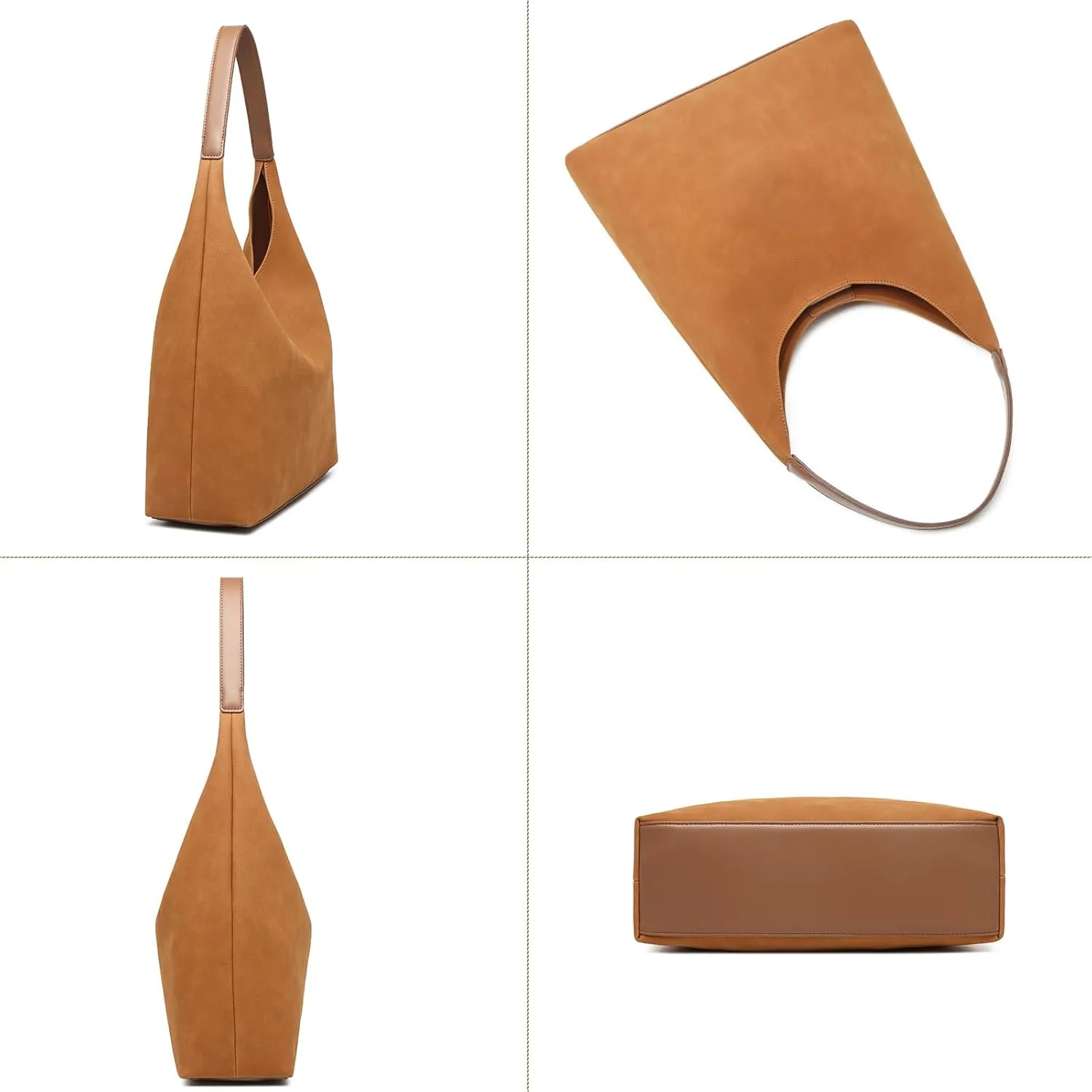 Hobo Bags for Women, Slouchy Handbag Vegan Leather Shoulder Purse 2pcs Work Tote