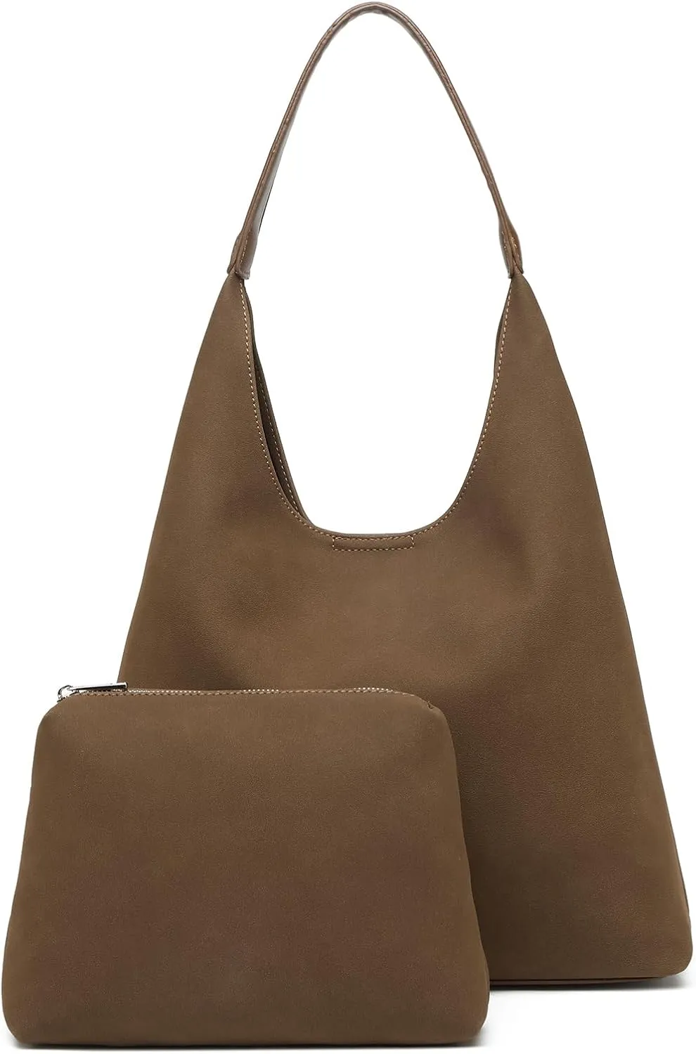 Hobo Bags for Women, Slouchy Handbag Vegan Leather Shoulder Purse 2pcs Work Tote