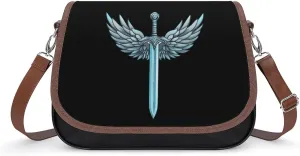 Holy Sword Design Crossbody Bags for Women Leather Tote Bag Handbag Purse for Work Travel
