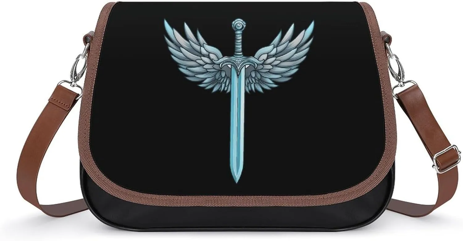 Holy Sword Design Crossbody Bags for Women Leather Tote Bag Handbag Purse for Work Travel