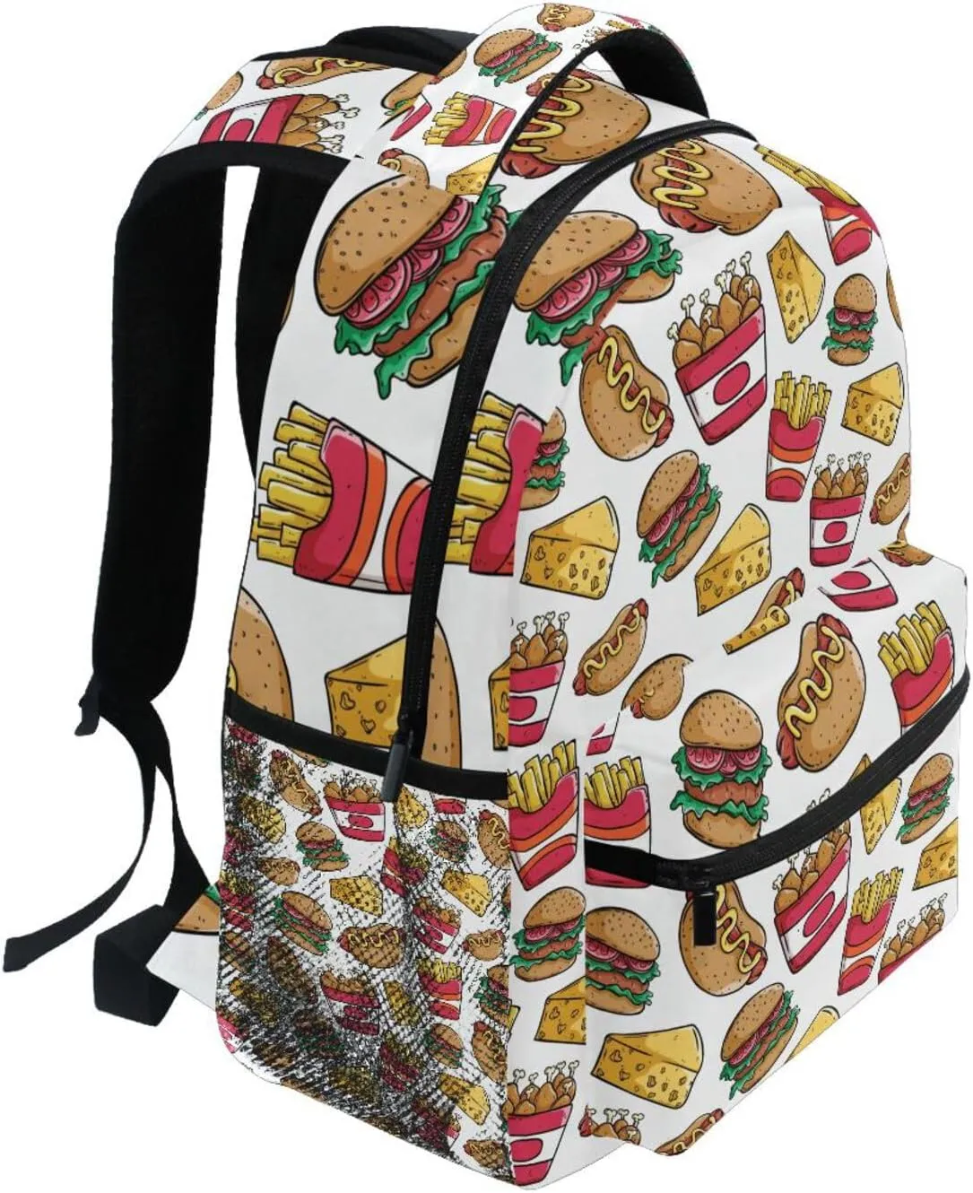 Hot Dog Burger Cheese French Fries Boys Girls Kids School Backpacks Bookbag, School Bag Travel Backpack Daypack