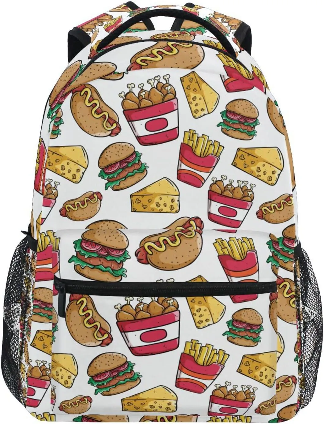 Hot Dog Burger Cheese French Fries Boys Girls Kids School Backpacks Bookbag, School Bag Travel Backpack Daypack