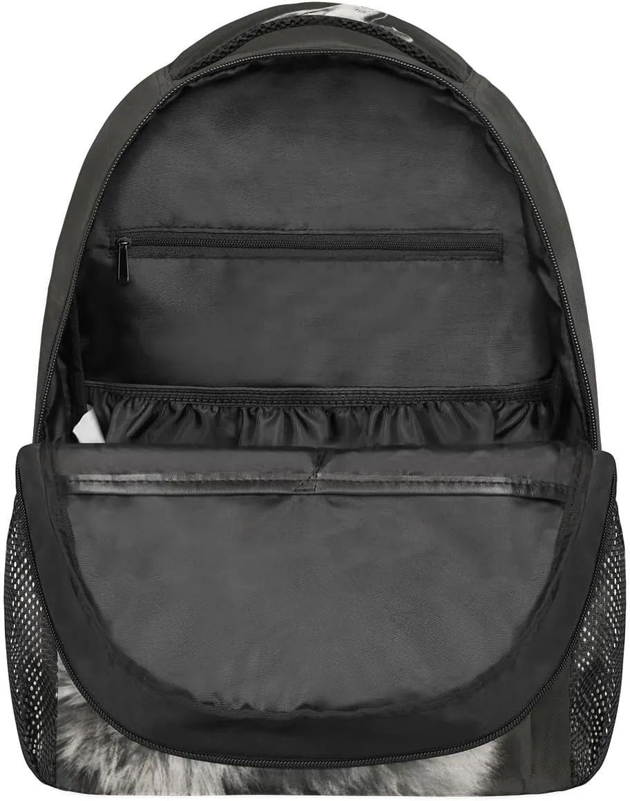 Howling Moon Wolf Backpacks for Boys Girls Kids Grey Wolf Lightweight 16 Inch School Backpack Laptop College Bookbag Travel Casual Daypack Hiking Camping Computer Rucksack Medium