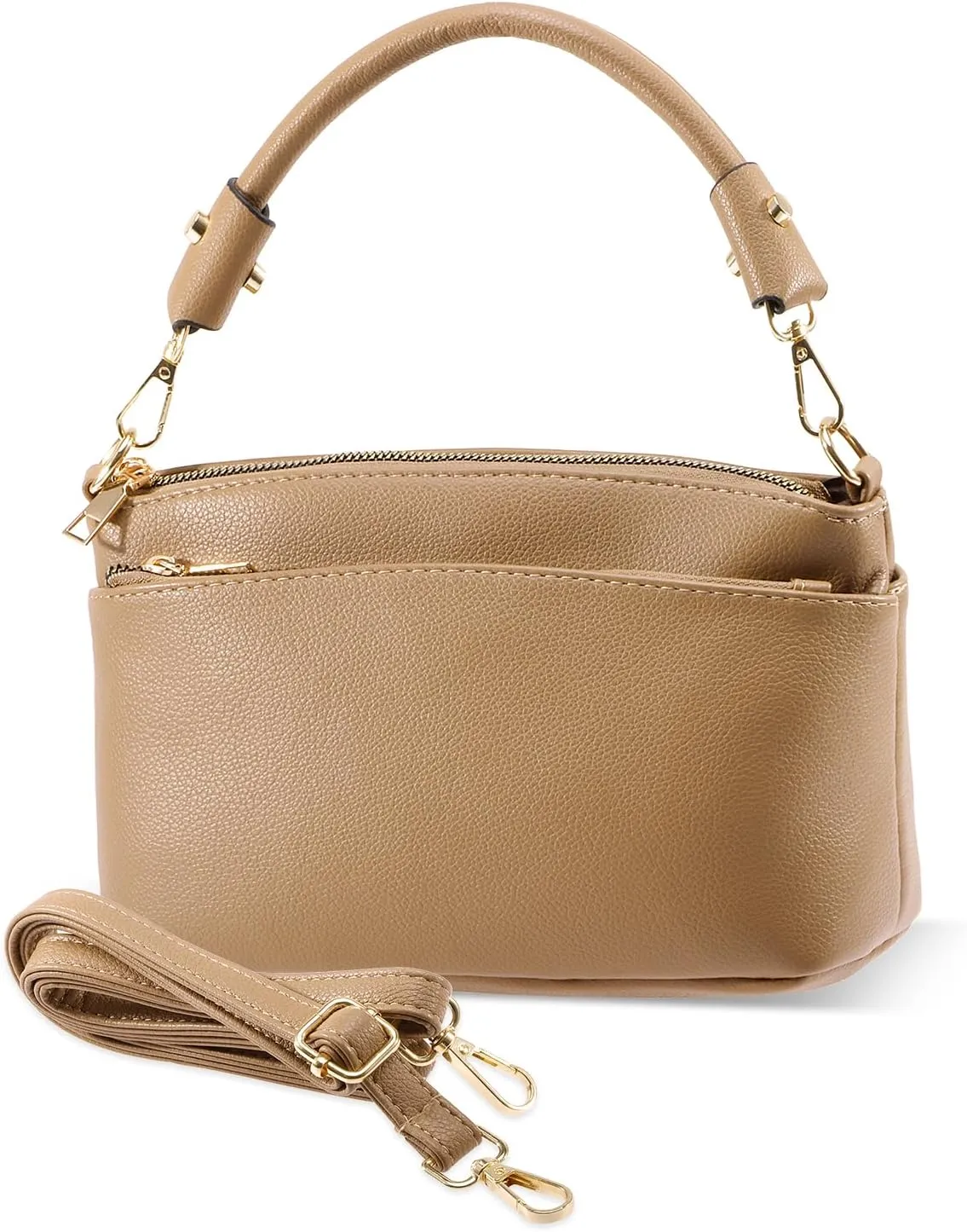 HUA ANGEL Women's Small Crossbody Handbag PU Leather 3 Compartments Shoulder Purse with 2 Straps for Party, Wedding, Dinner