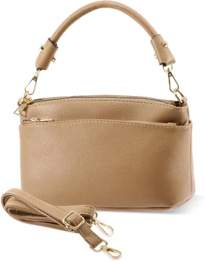 HUA ANGEL Women's Small Crossbody Handbag PU Leather 3 Compartments Shoulder Purse with 2 Straps for Party, Wedding, Dinner