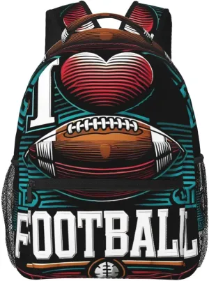 I Love Football Backpack Casual Laptop Backpack Lightweight Double Shoulder Bag Travel Daypack For Women Men