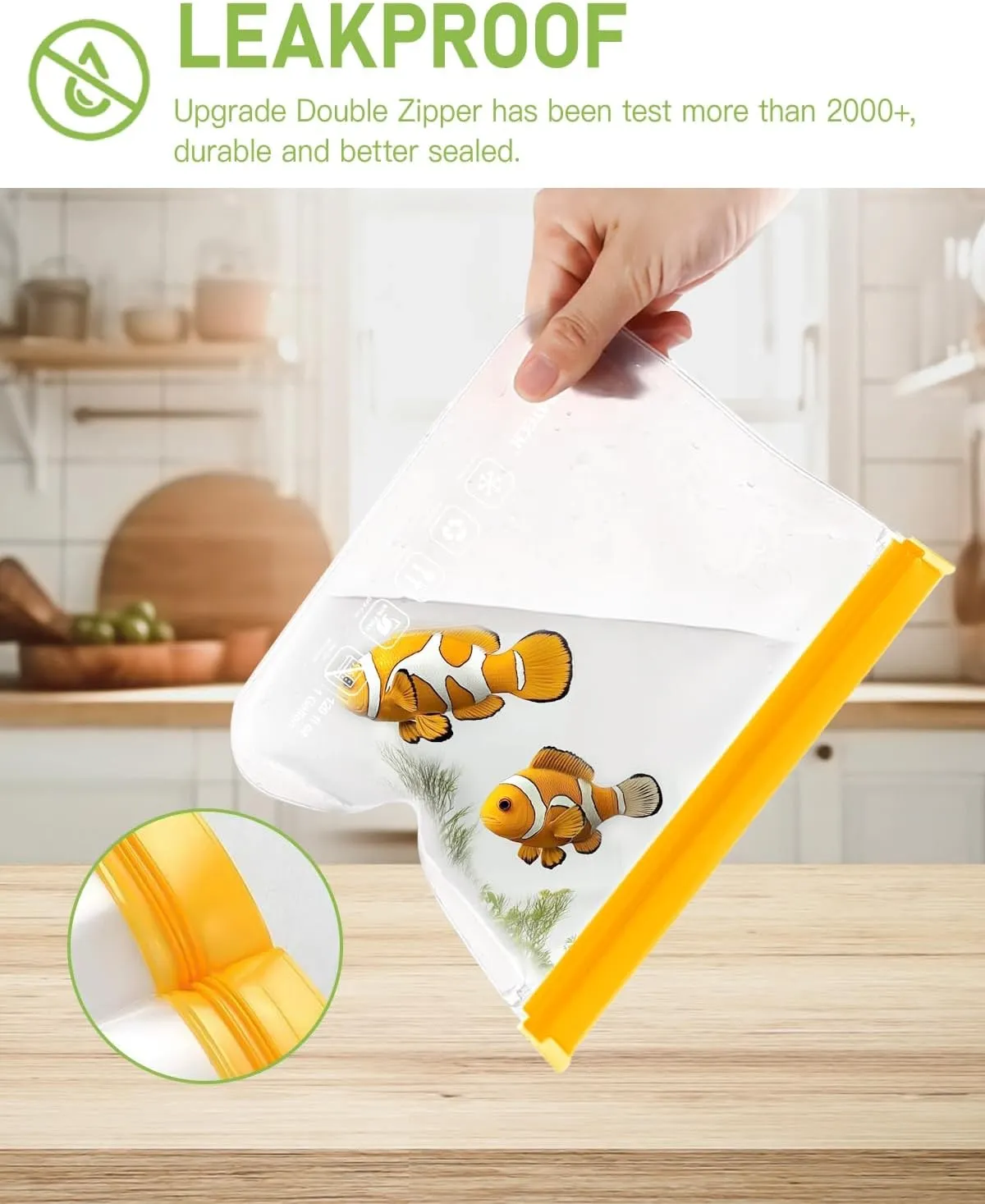 IDEATECH Sandwich Food Storage Bags, BPA Free PEVA Reusable Gallon Freezer Bags, Reusable Sandwich Bag, Healthy Food Containers for Lunch, Travel (Grey, 12Pack-7Gallon 5Quart)