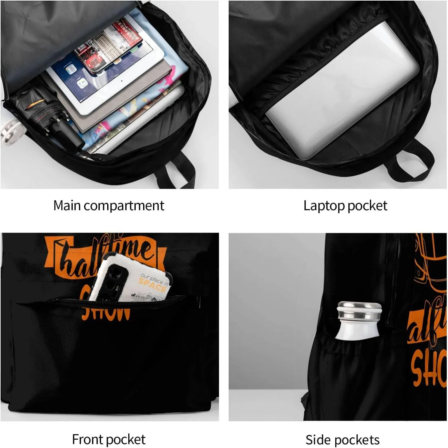 Im Just Here For The Halftime Show Football Backpack Casual Laptop Backpack Large Capacity Double Shoulder Bag Travel Daypack For Women Men