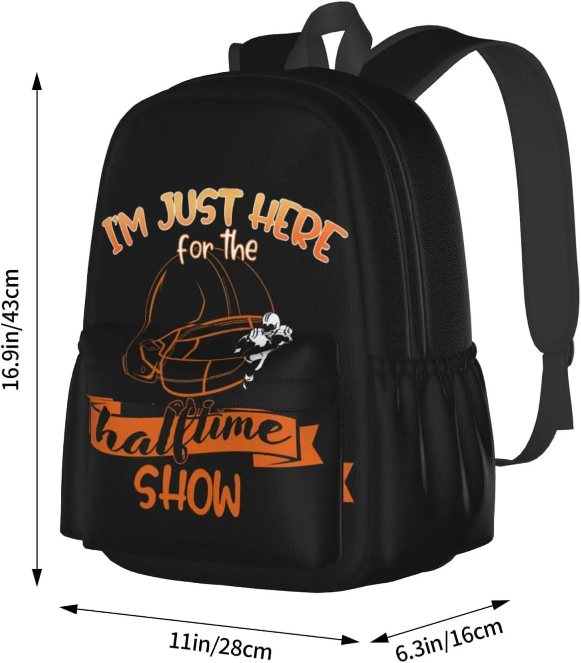 Im Just Here For The Halftime Show Football Backpack Casual Laptop Backpack Large Capacity Double Shoulder Bag Travel Daypack For Women Men