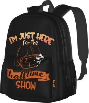 Im Just Here For The Halftime Show Football Backpack Casual Laptop Backpack Large Capacity Double Shoulder Bag Travel Daypack For Women Men